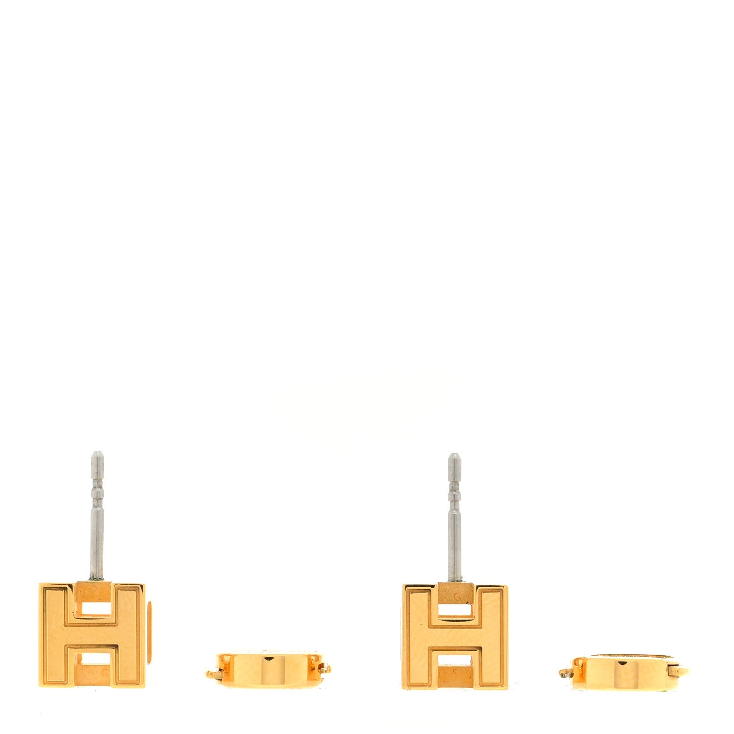 Hermes Gold Lacquered Cage d'H Earrings Orange 3 of 4
