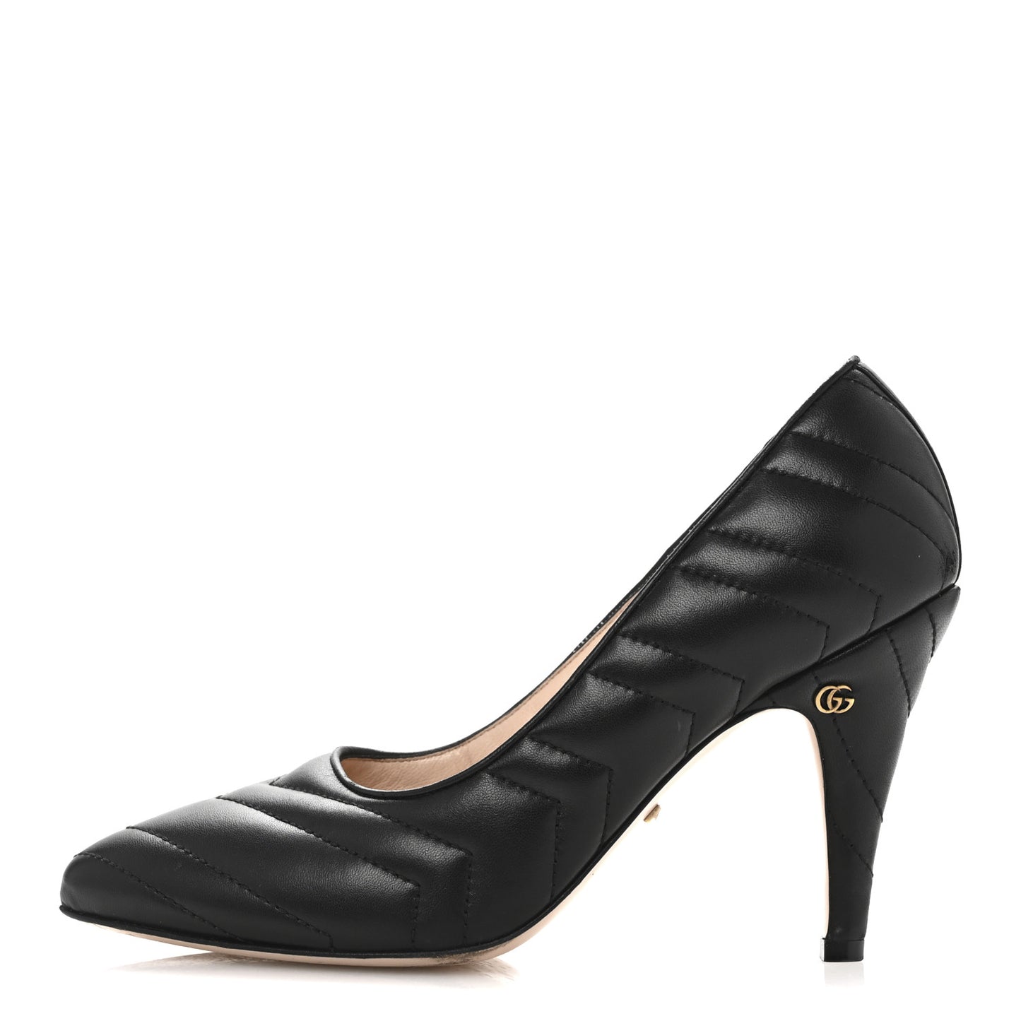 Nappa Charlotte Chevron Matelasse Double G 95mm Pumps 37.5 Black