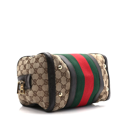 Gucci Monogram Vintage Web Small Boston Dark Brown 4 of 18