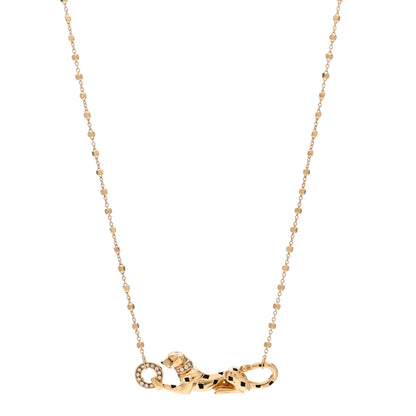 Cartier 18K Yellow Gold Diamond Tsavorite Black Lacquer Panthere De Cartier Necklace 1 of 5