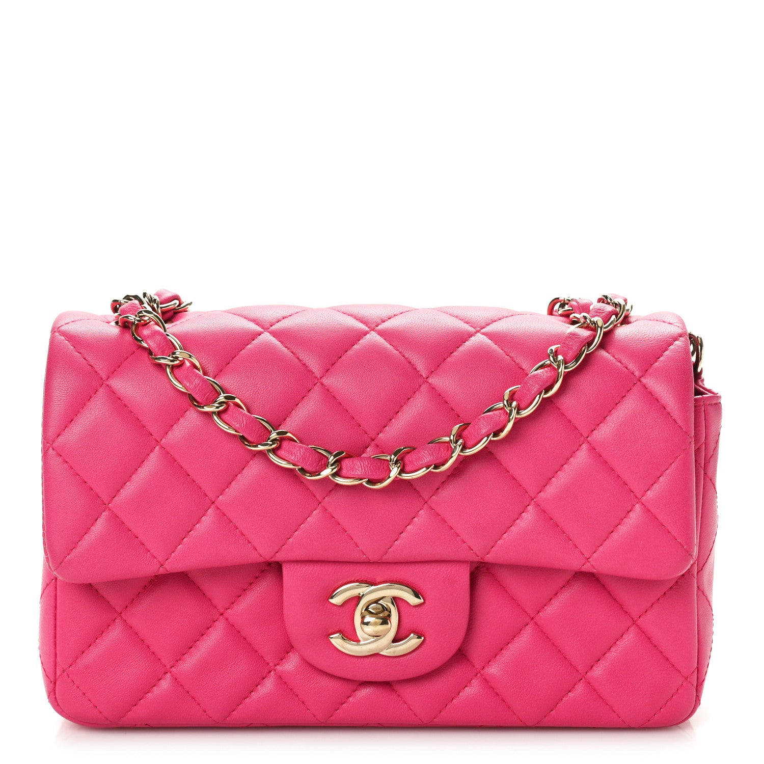 Chanel Lambskin Quilted Mini Rectangular Flap Pink 1 of 10