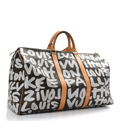 Louis Vuitton Monogram Graffiti Keepall 50 Silver 3 of 12