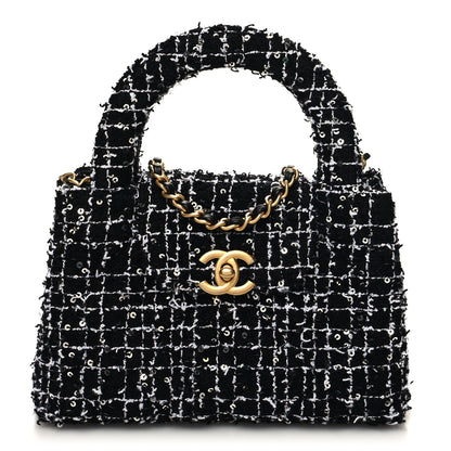 Chanel Tweed Quilted Nano Kelly Shopper Black White 1 of 11