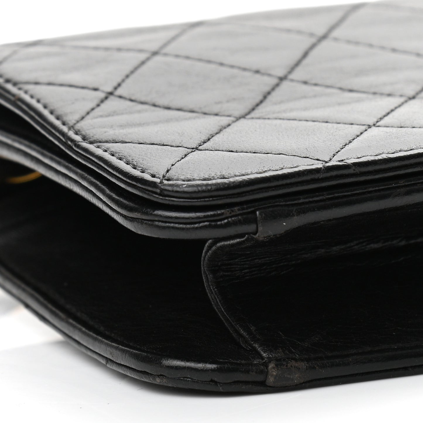 Lambskin Quilted Small Single Flap Black