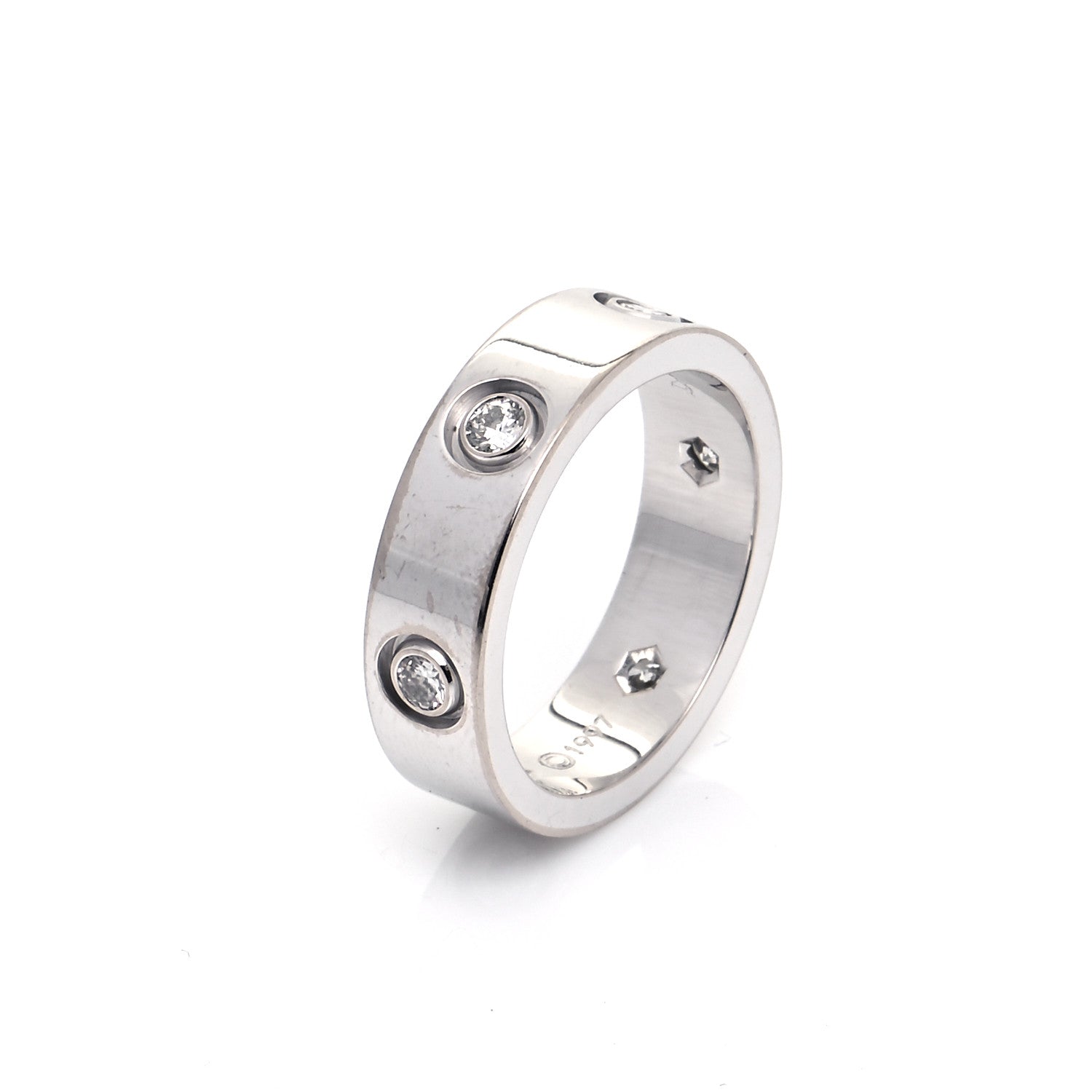 Cartier 18K White Gold 6 Diamond 5.5mm LOVE Ring 54 7 4 of 6