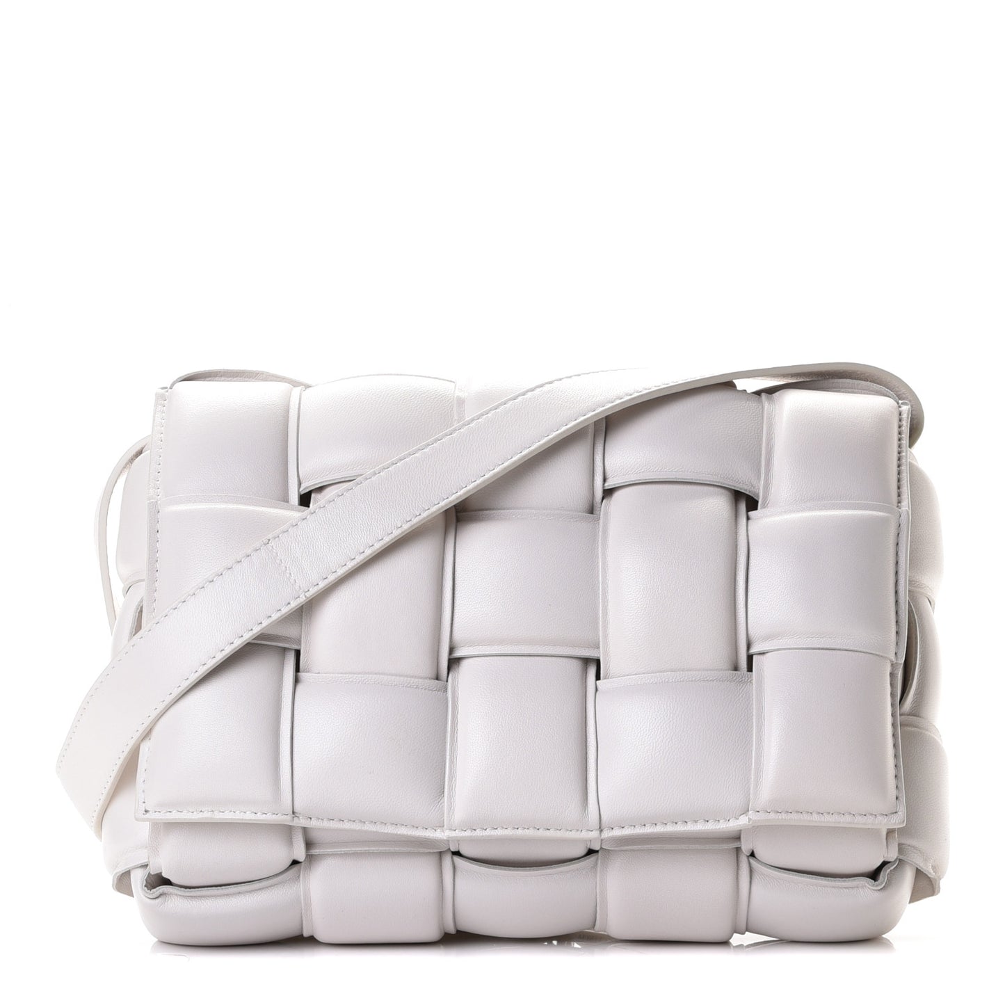 Nappa Maxi Intreccio Padded Cassette Crossbody Bag Chalk
