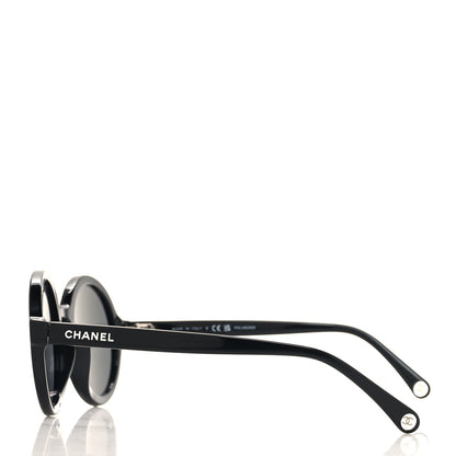 Chanel Acetate Polarized Round Sunglasses 5522U Black 3 of 7
