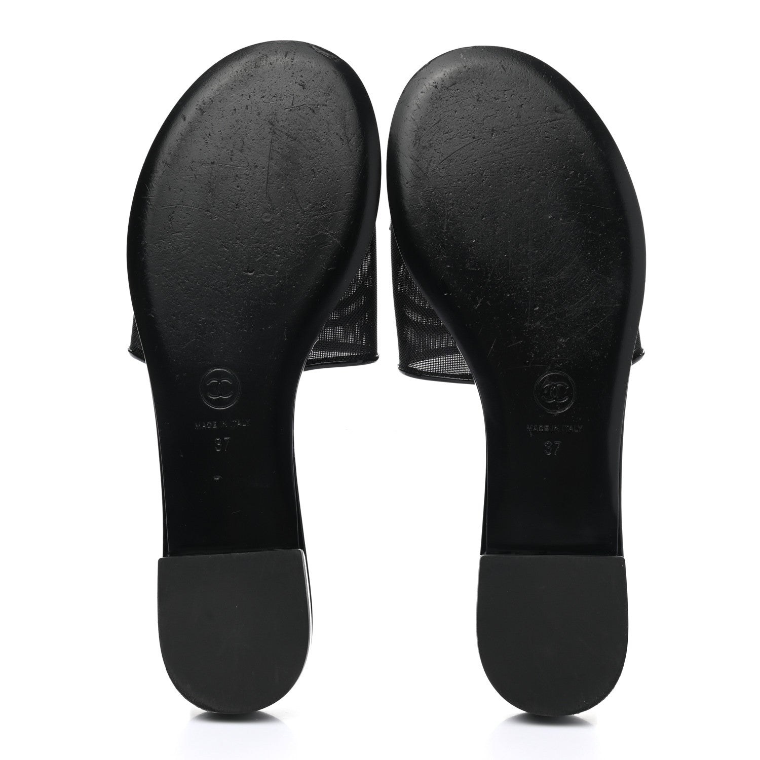Chanel Mesh Patent Calfskin CC Mules 37 Black 6 of 9