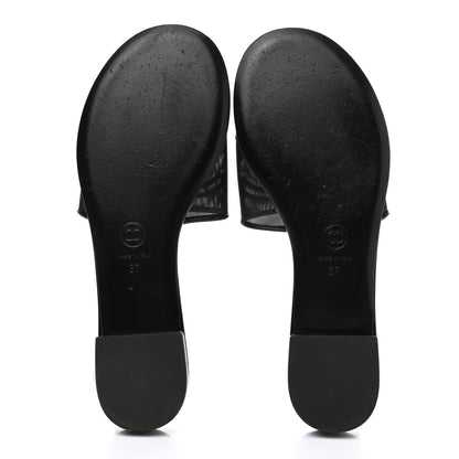 Chanel Mesh Patent Calfskin CC Mules 37 Black 6 of 9