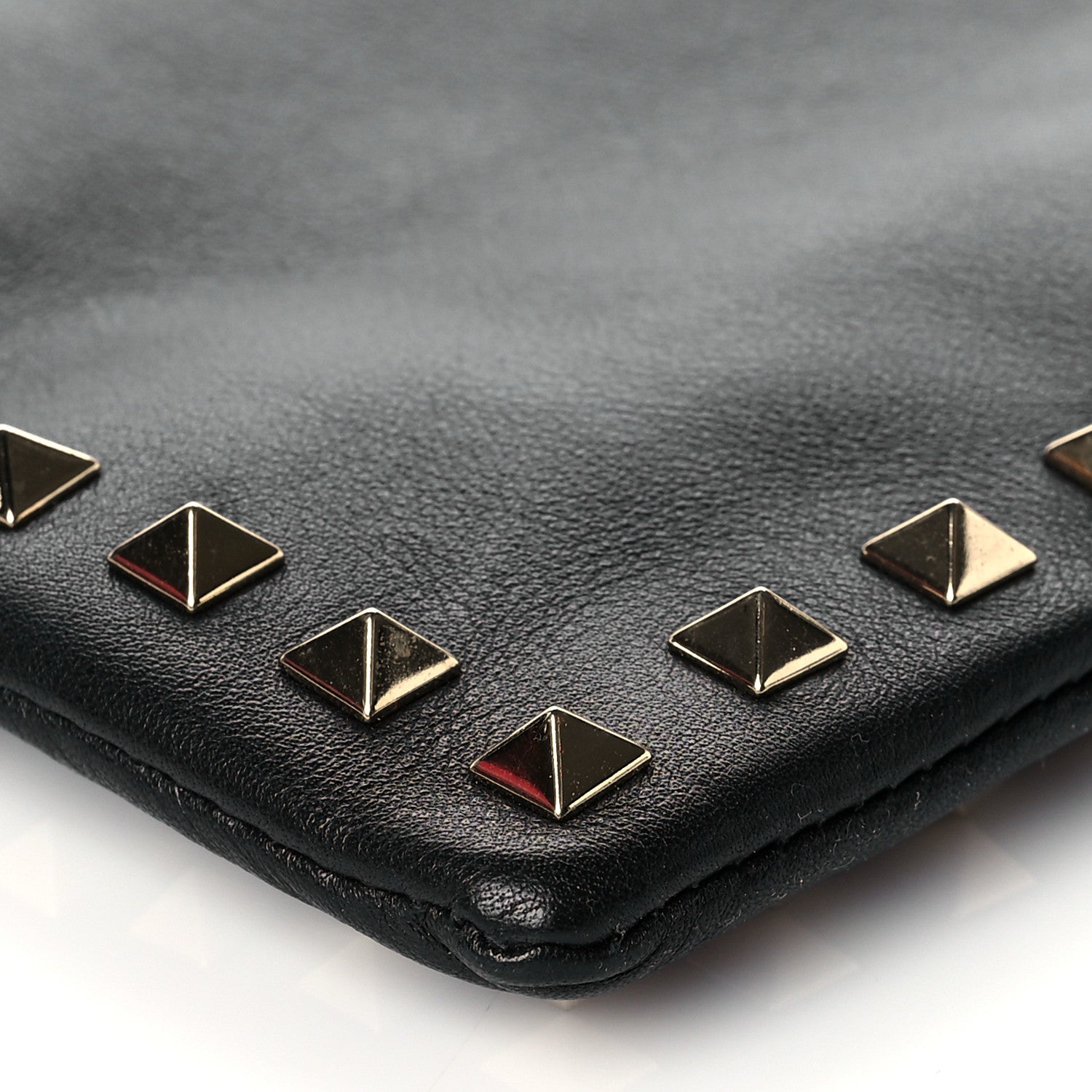 Valentino Garavani Vitello Large Rockstud Zip Wristlet Pouch Black 9 of 10