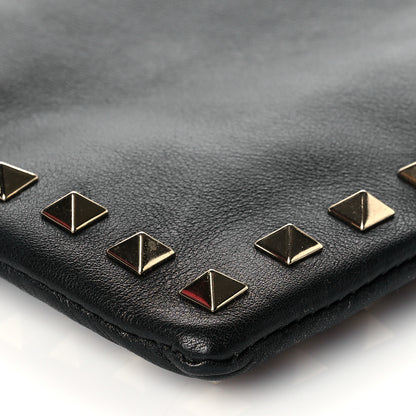 Valentino Garavani Vitello Large Rockstud Zip Wristlet Pouch Black 9 of 10