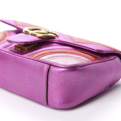 Gucci Metallic Calfskin Matelasse Mini GG Marmont Shoulder Bag Fuchsia 7 of 10