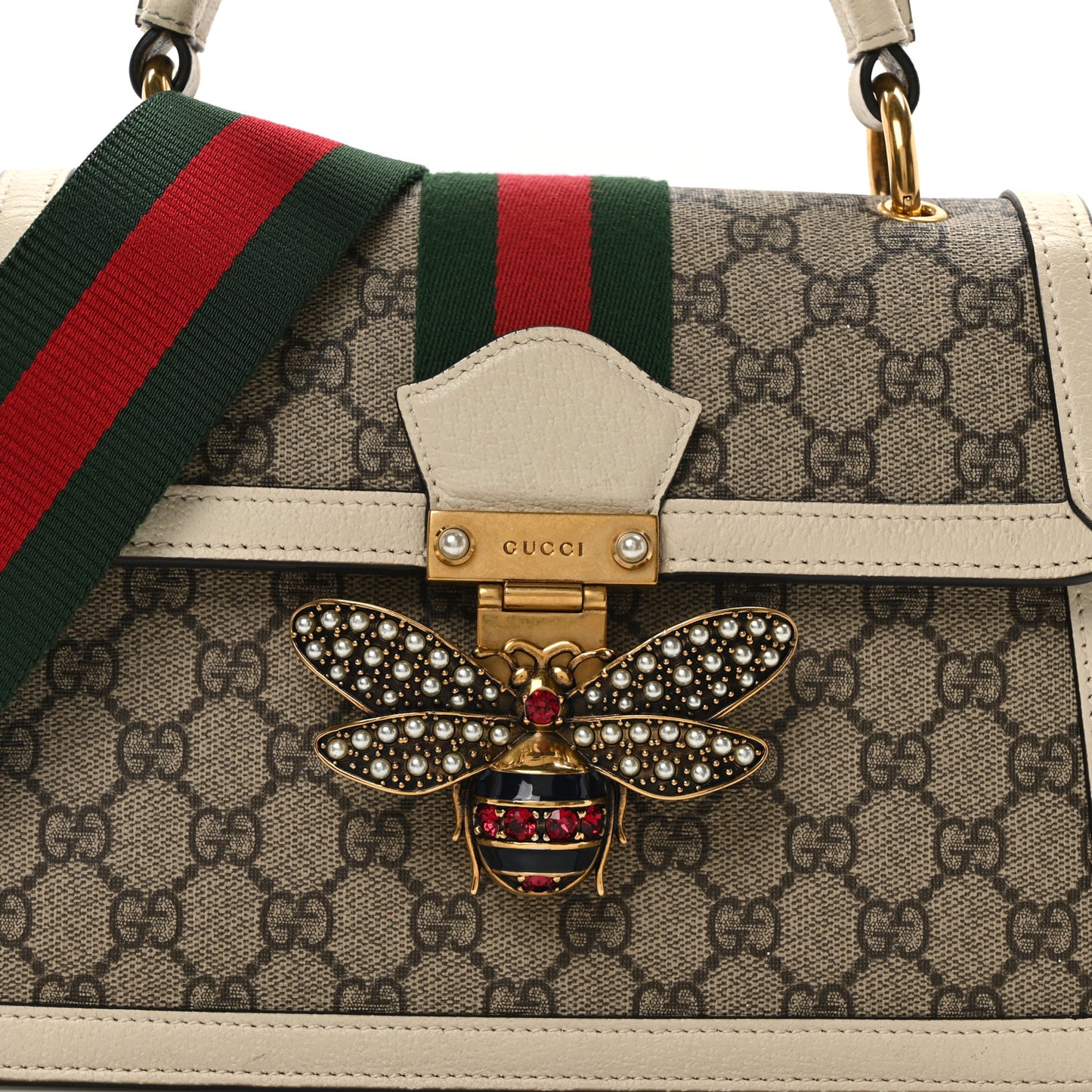 GG Supreme Monogram Small Queen Margaret Top Handle Bag White