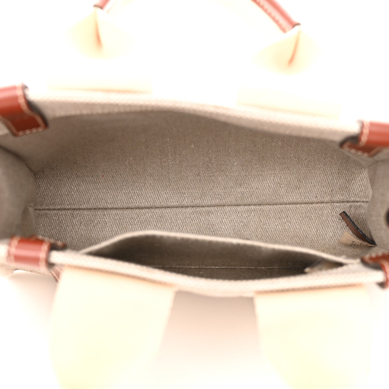 Chloe Cotton Calfskin Small Woody Ribbon Tote With Strap White Brown 5 of 11
