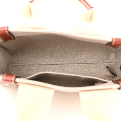 Chloe Cotton Calfskin Small Woody Ribbon Tote With Strap White Brown 5 of 11