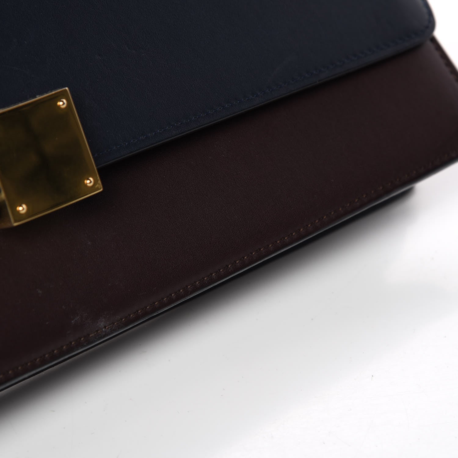 Celine Calfskin Bicolor Medium Case Flap Navy Burgundy 12 of 16