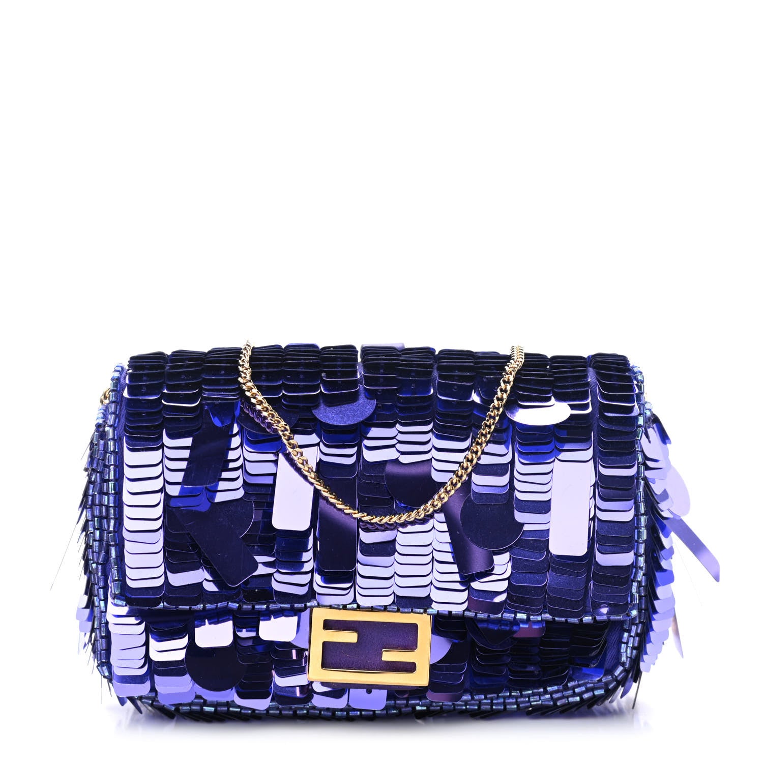 Fendi Sequin Paillettes Shiny Nappa Sex and the City Nano Baguette Charm Viola Purple Rain 1 of 8