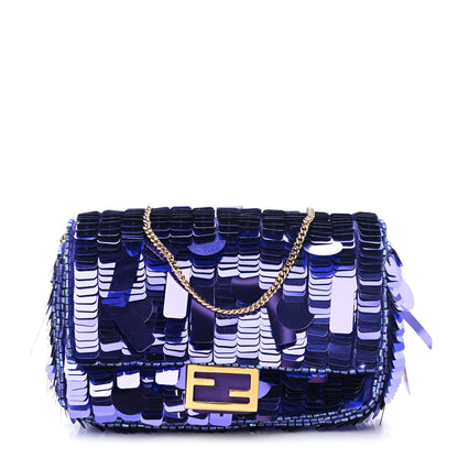 Fendi Sequin Paillettes Shiny Nappa Sex and the City Nano Baguette Charm Viola Purple Rain 1 of 8