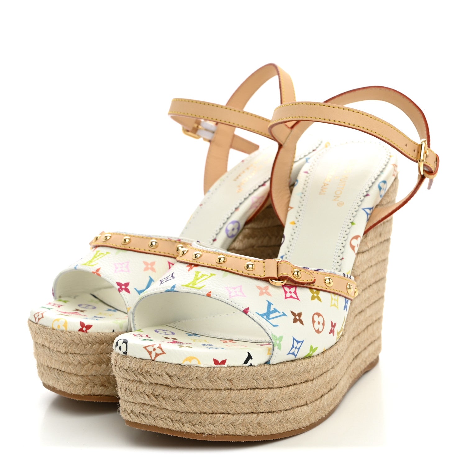 Louis Vuitton LV X TM Monogram Multicolor Helios Wedge Sandals 37 White 3 of 9