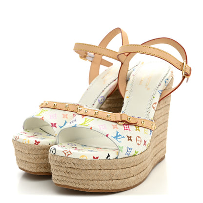 Louis Vuitton LV X TM Monogram Multicolor Helios Wedge Sandals 37 White 3 of 9