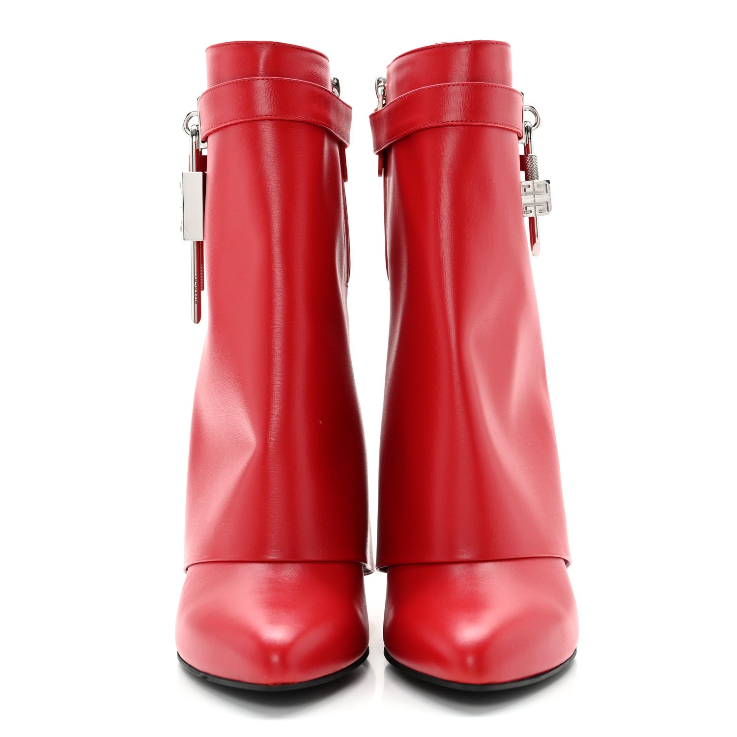 Givenchy Calfskin Shark Lock Ankle Boots 42 Red 2 of 7