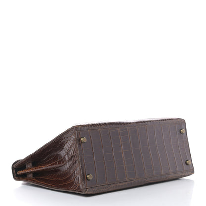 Hermes Shiny Crocodile Kelly Sellier 32 Havane 3 of 13