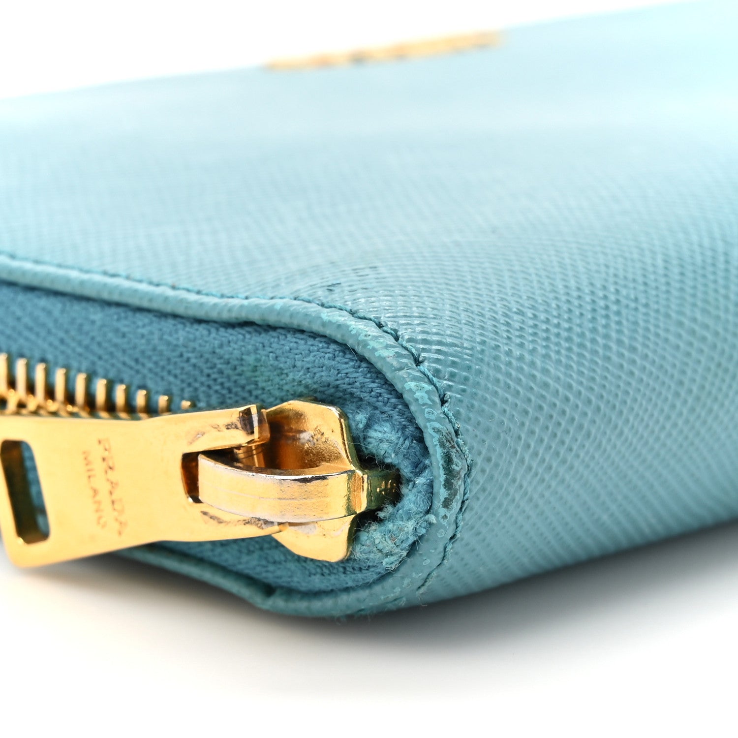 Prada Saffiano Metal Zip Around Wallet Turchese Talco 10 of 12
