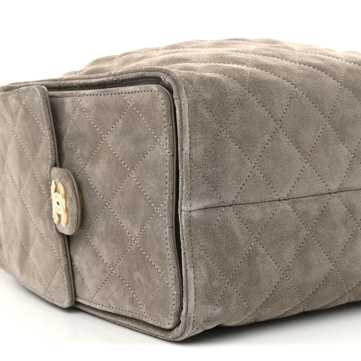 Suede Quilted Medium Chanel 25 Handbag Dark Grey