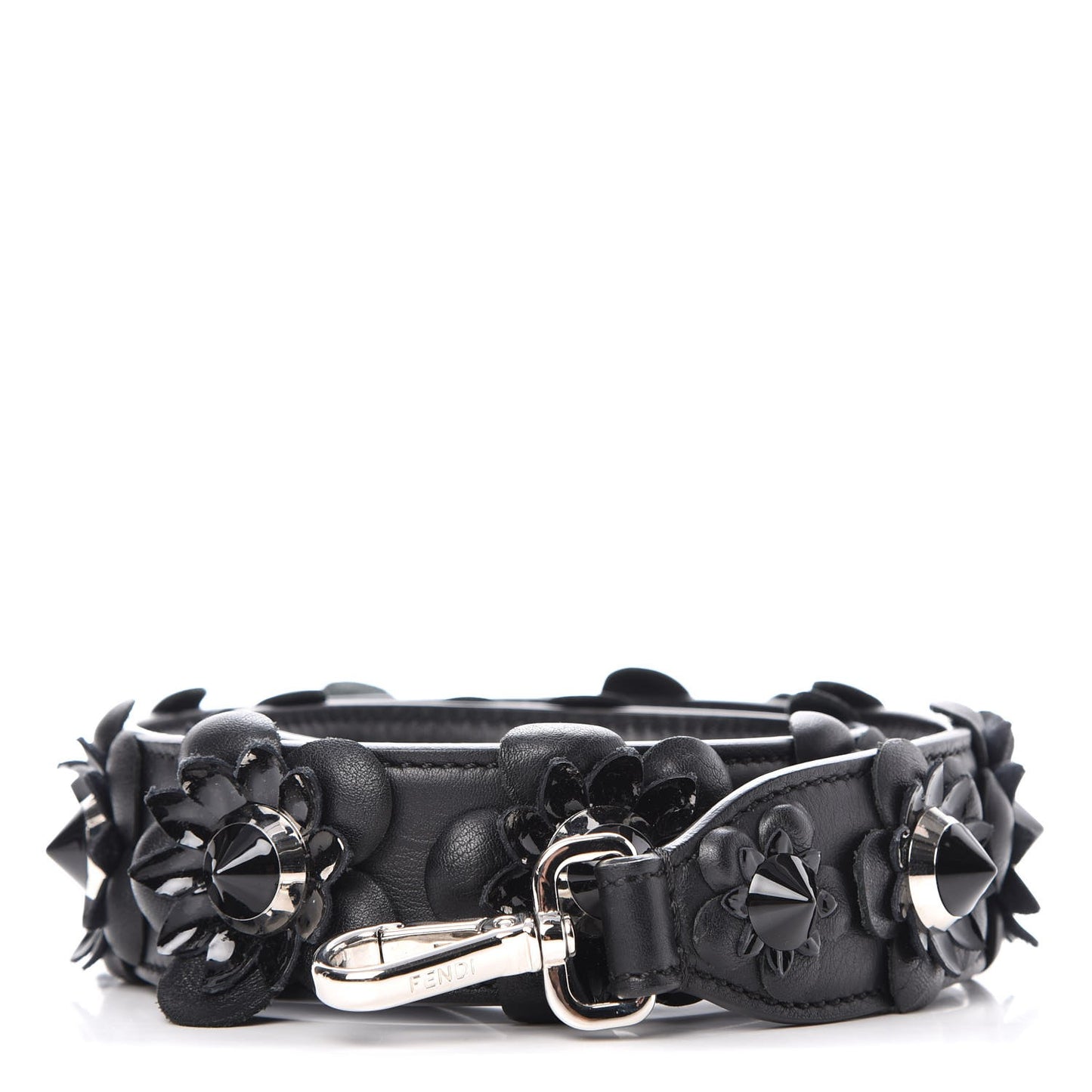 Vitello Dolce Nappa Patent Flowerland Studded Strap You Black