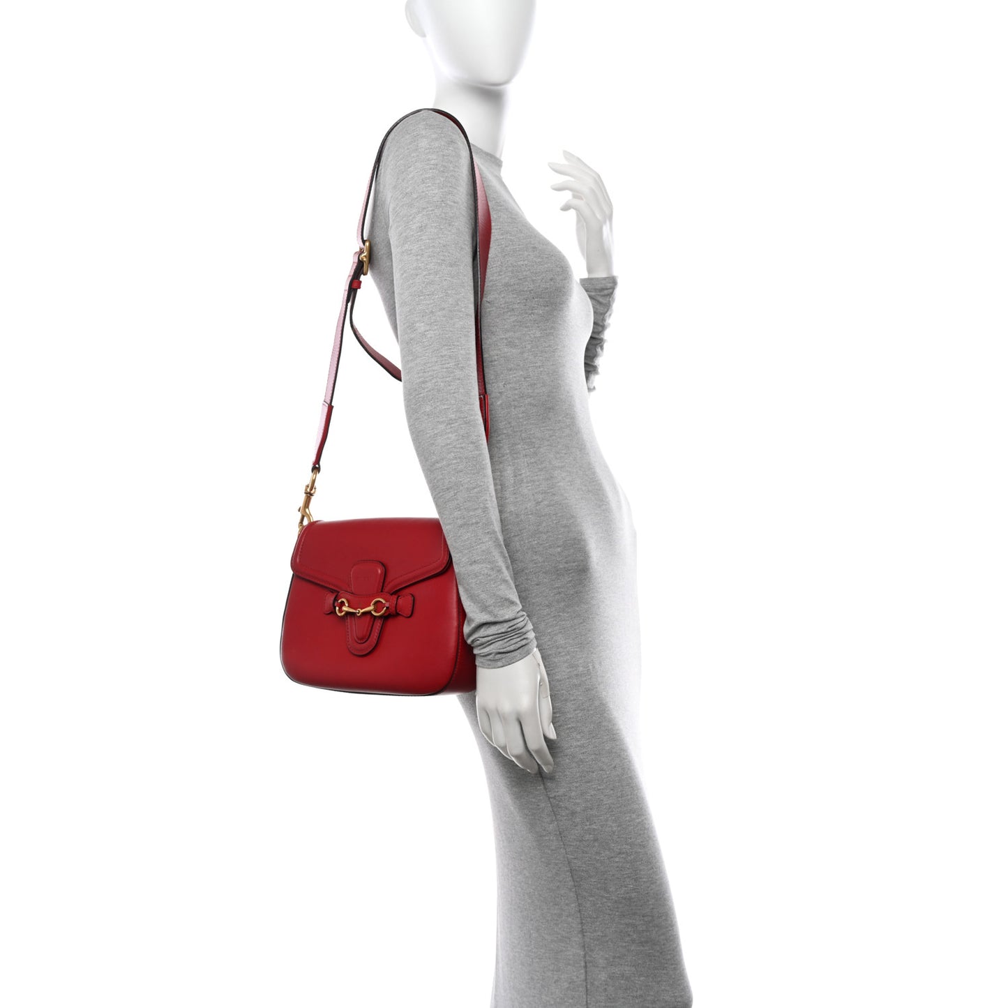 Ruinart Calfskin Medium Lady Web Shoulder Bag Hibiscus Red