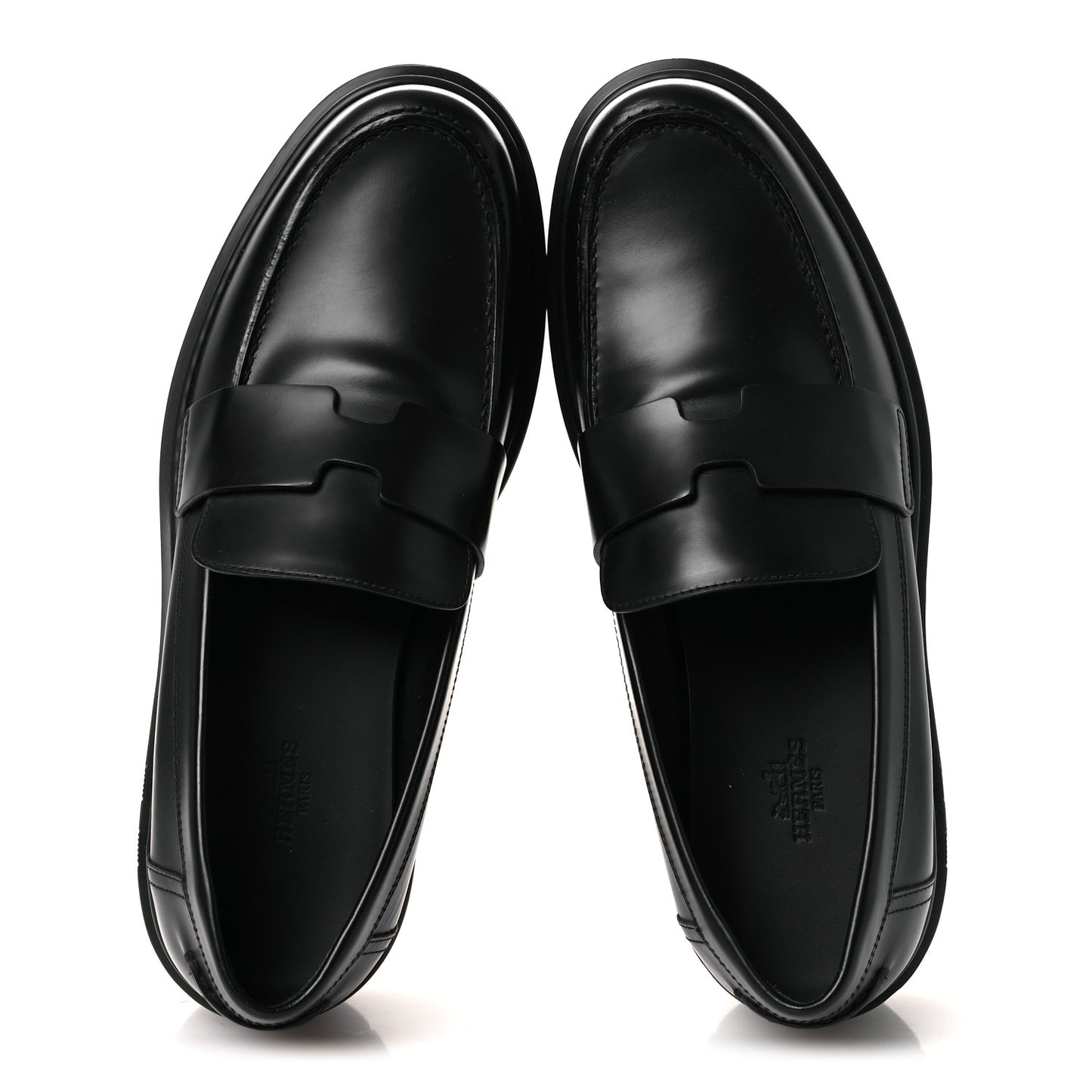 Glazed Calfskin Womens Hitch Loafers 38 Black