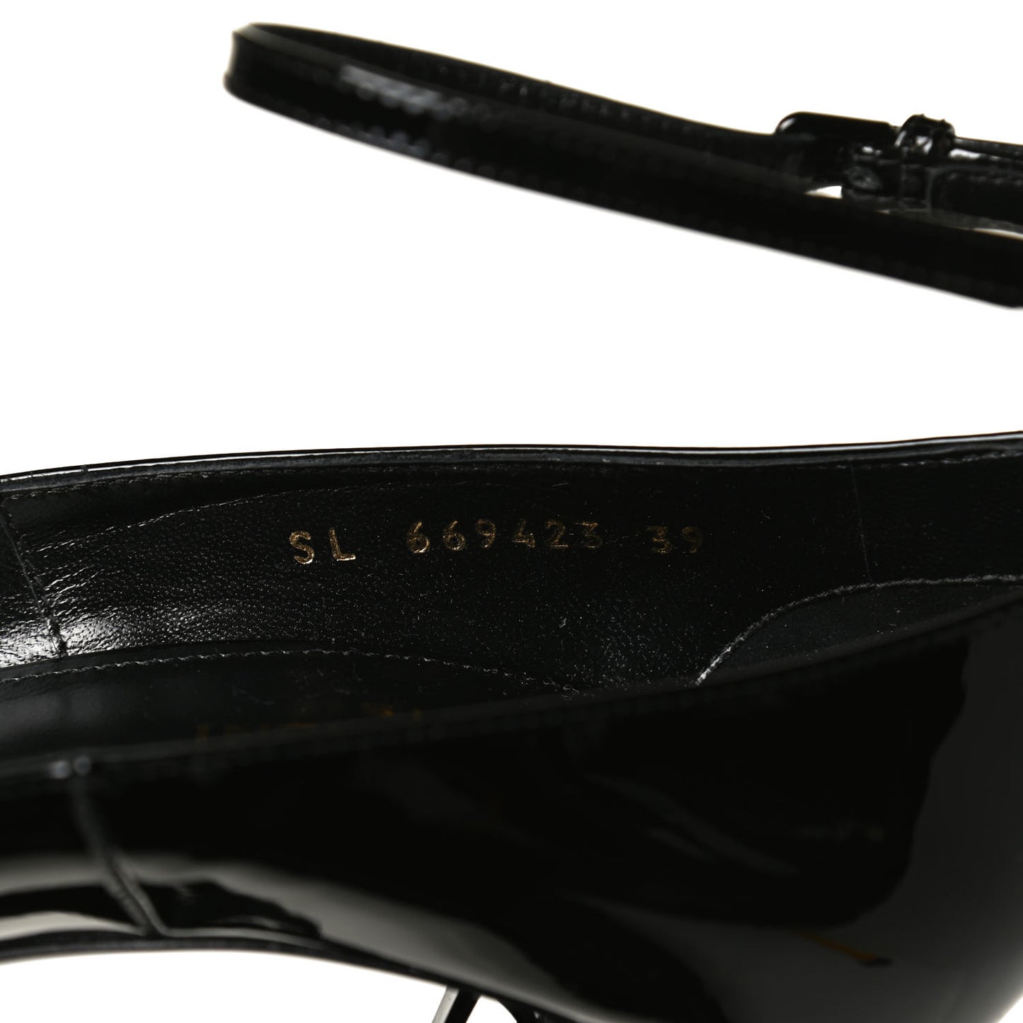 Patent Calfskin Opyum Ankle Strap Sandals 39 Black