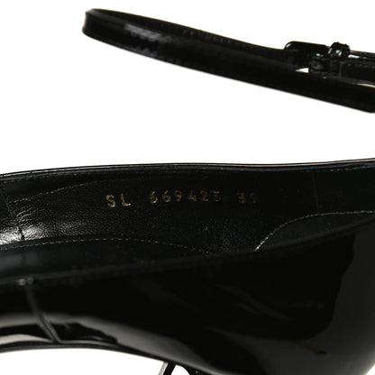Saint Laurent Patent Calfskin Opyum Ankle Strap Sandals 39 Black 10 of 11