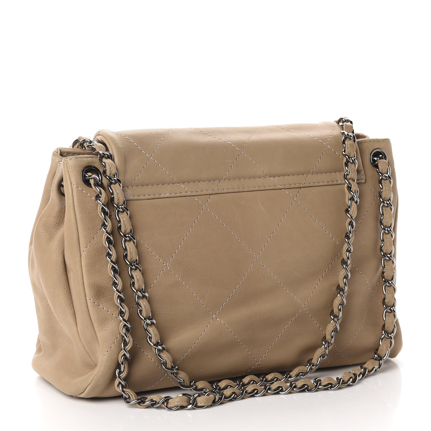 Chanel Washed Calfskin Quilted Large Hamptons Flap Bag Dark Beige 3 of 11