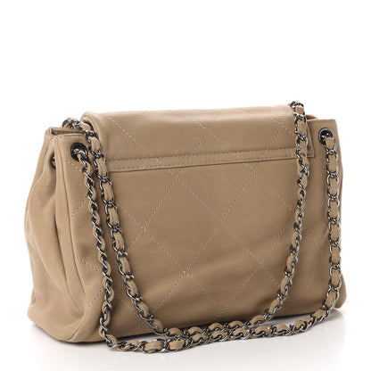 Chanel Washed Calfskin Quilted Large Hamptons Flap Bag Dark Beige 3 of 11