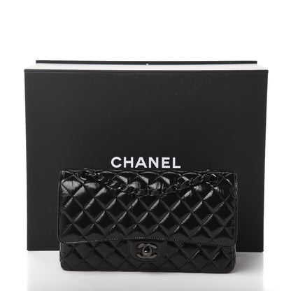 Chanel Shiny Crumpled Calfskin Quilted Medium Double Flap So Black 11 of 11