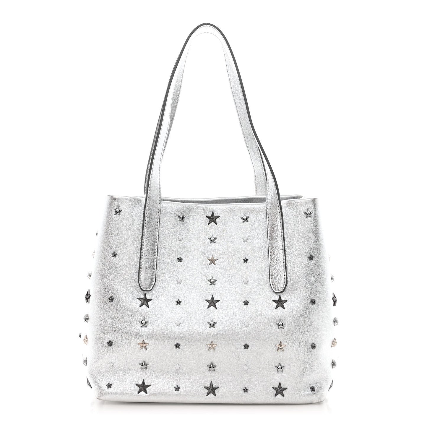 Metallic Nappa Small Star Studded Sofia Tote Silver Mix