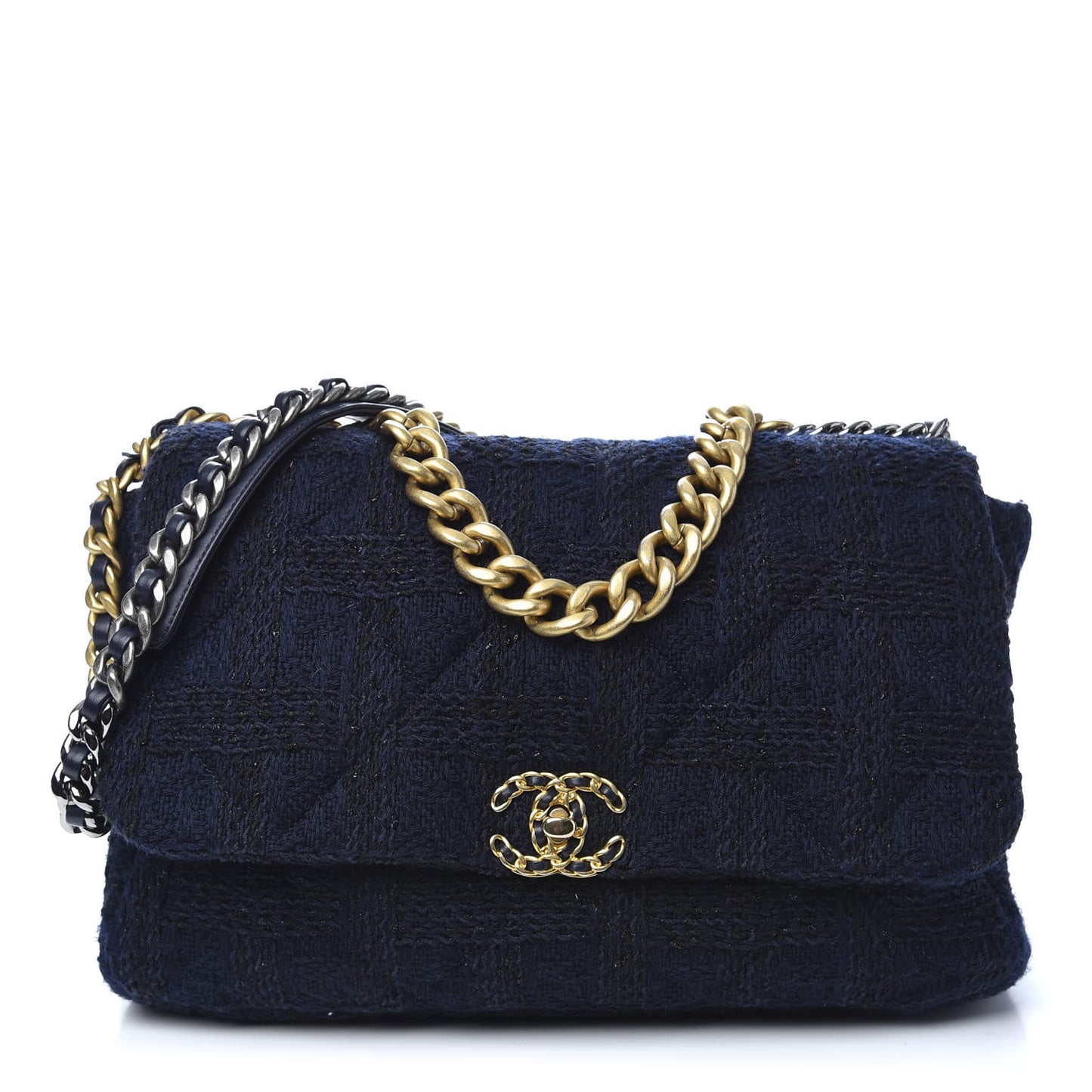 Tweed Maxi Chanel 19 Flap Navy