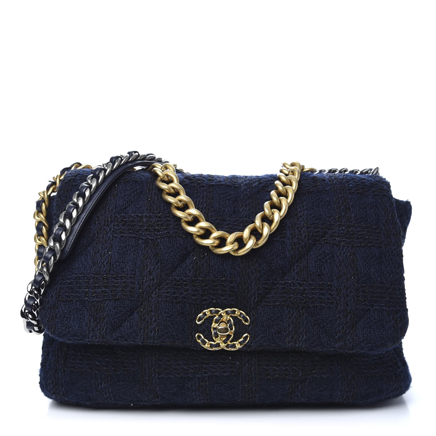 Chanel Tweed Maxi Chanel 19 Flap Navy 1 of 9