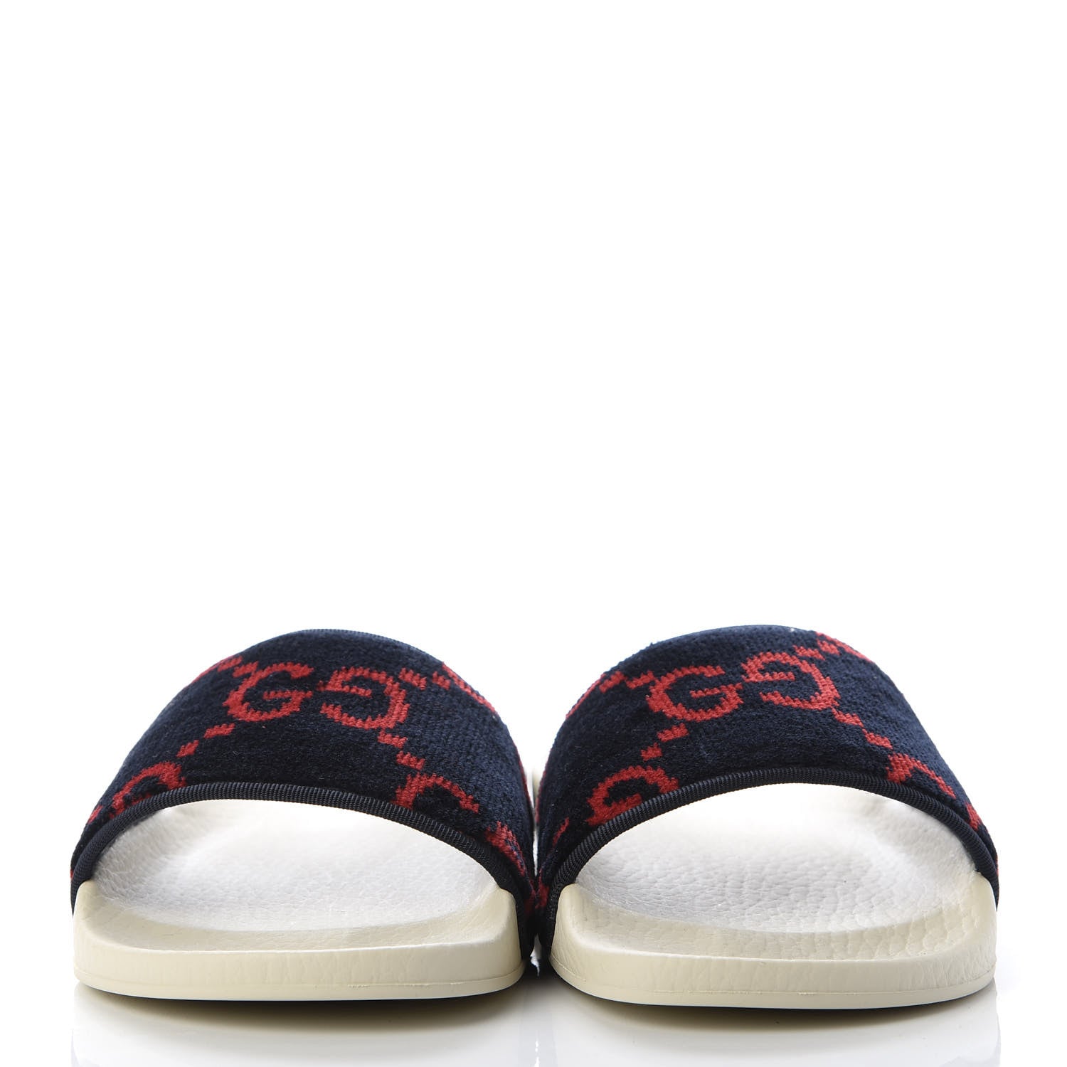 Gucci Terry Cloth GG Monogram Slide Sandals 36 Blue Red 2 of 9