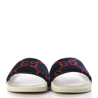 Gucci Terry Cloth GG Monogram Slide Sandals 36 Blue Red 2 of 9