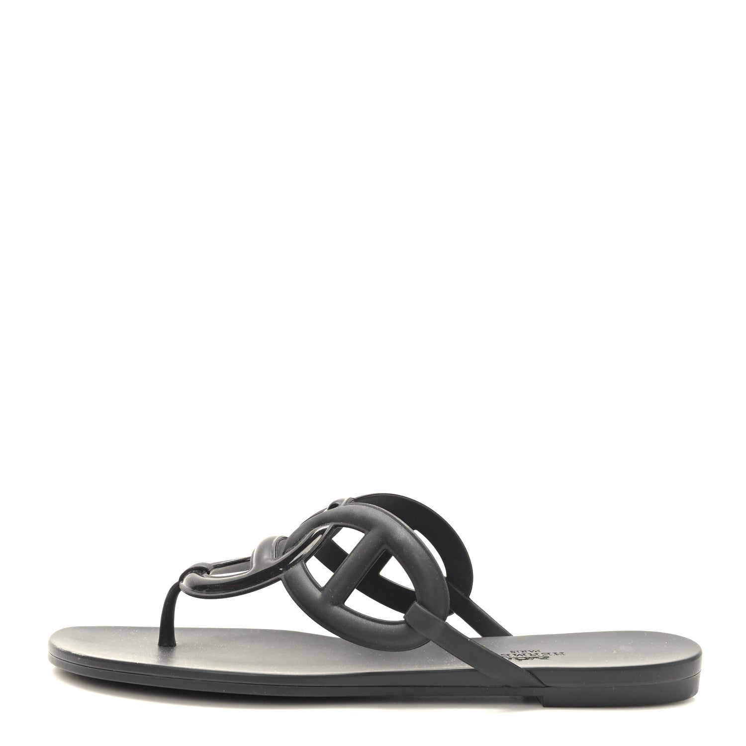 Hermes Rubber Womens Egerie Sandals 41 Black 1 of 8