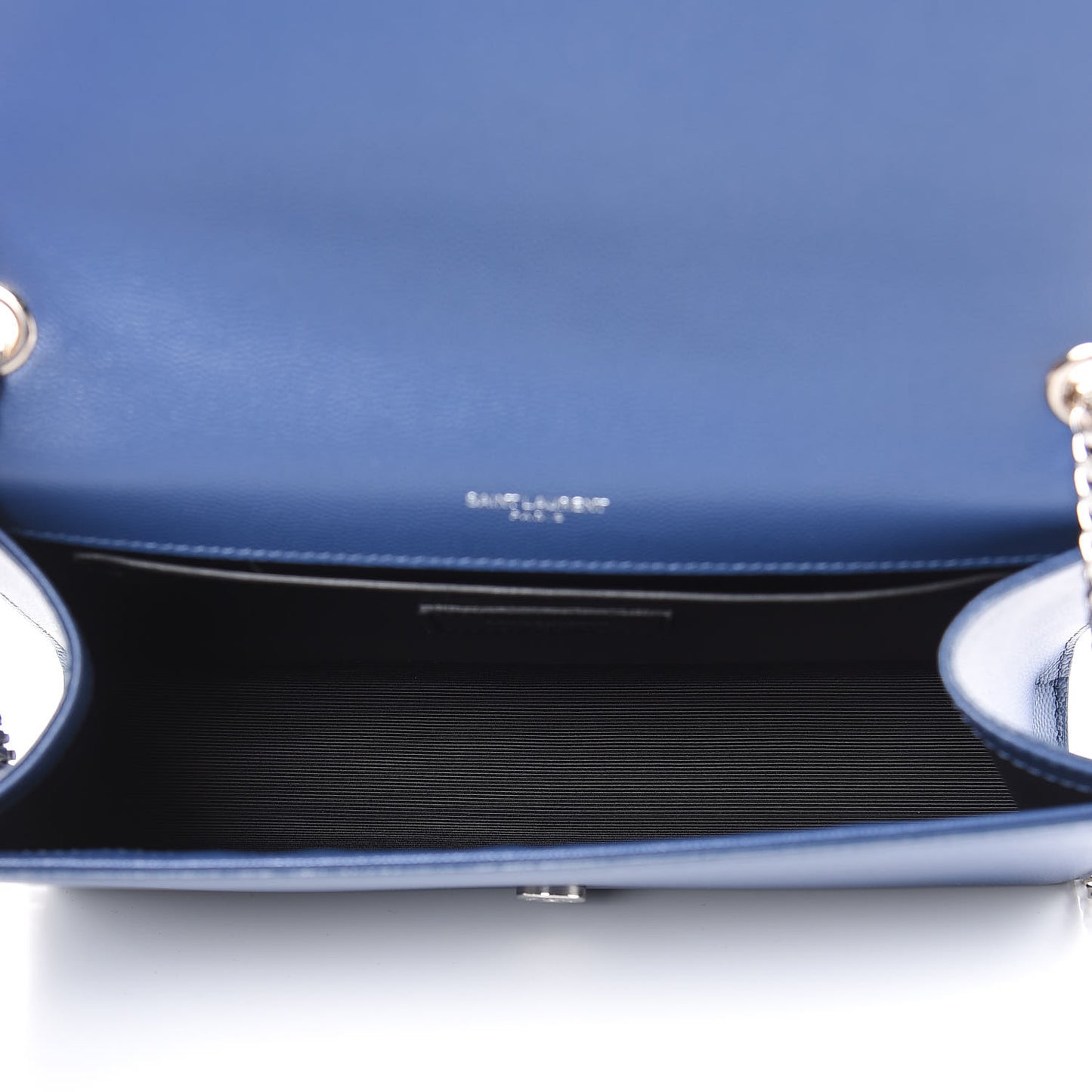Grain De Poudre Medium Classic Monogram Kate Satchel Denim Blue