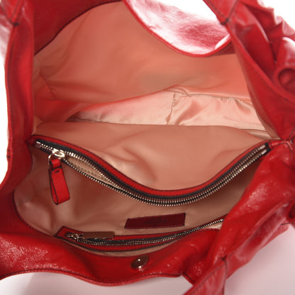 Valentino Garavani Crinkled Canvas Small Nuage Bow Hobo Red 5 of 7