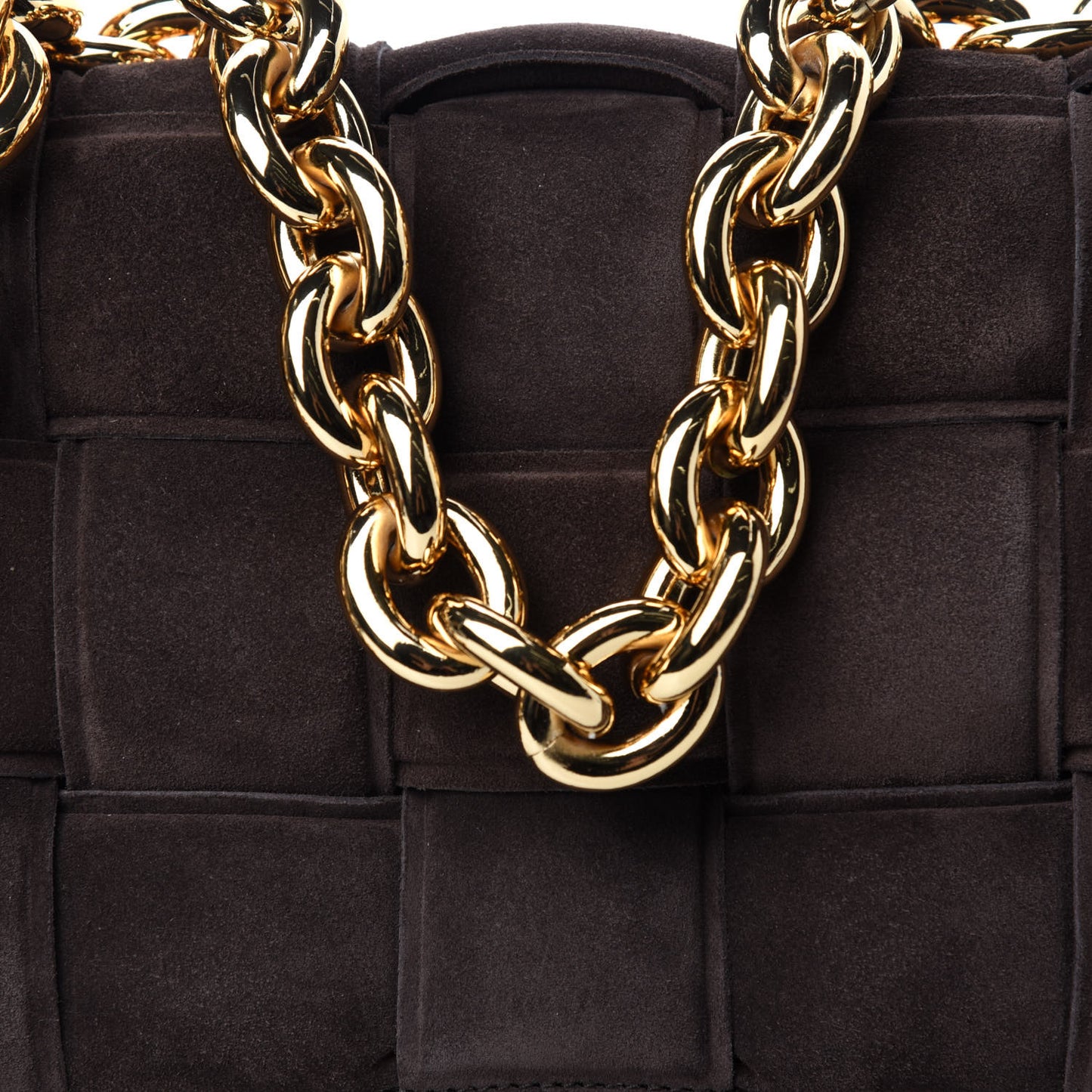 Suede Maxi Intrecciato Padded Chain Cassette Crossbody Bag Fondant
