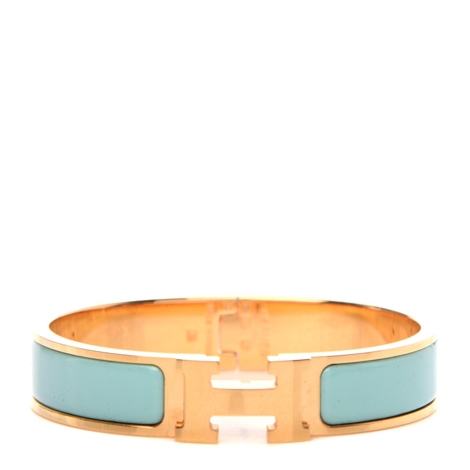 Hermes Enamel Narrow Clic Clac H Bracelet PM Vert Aqua 1 of 5