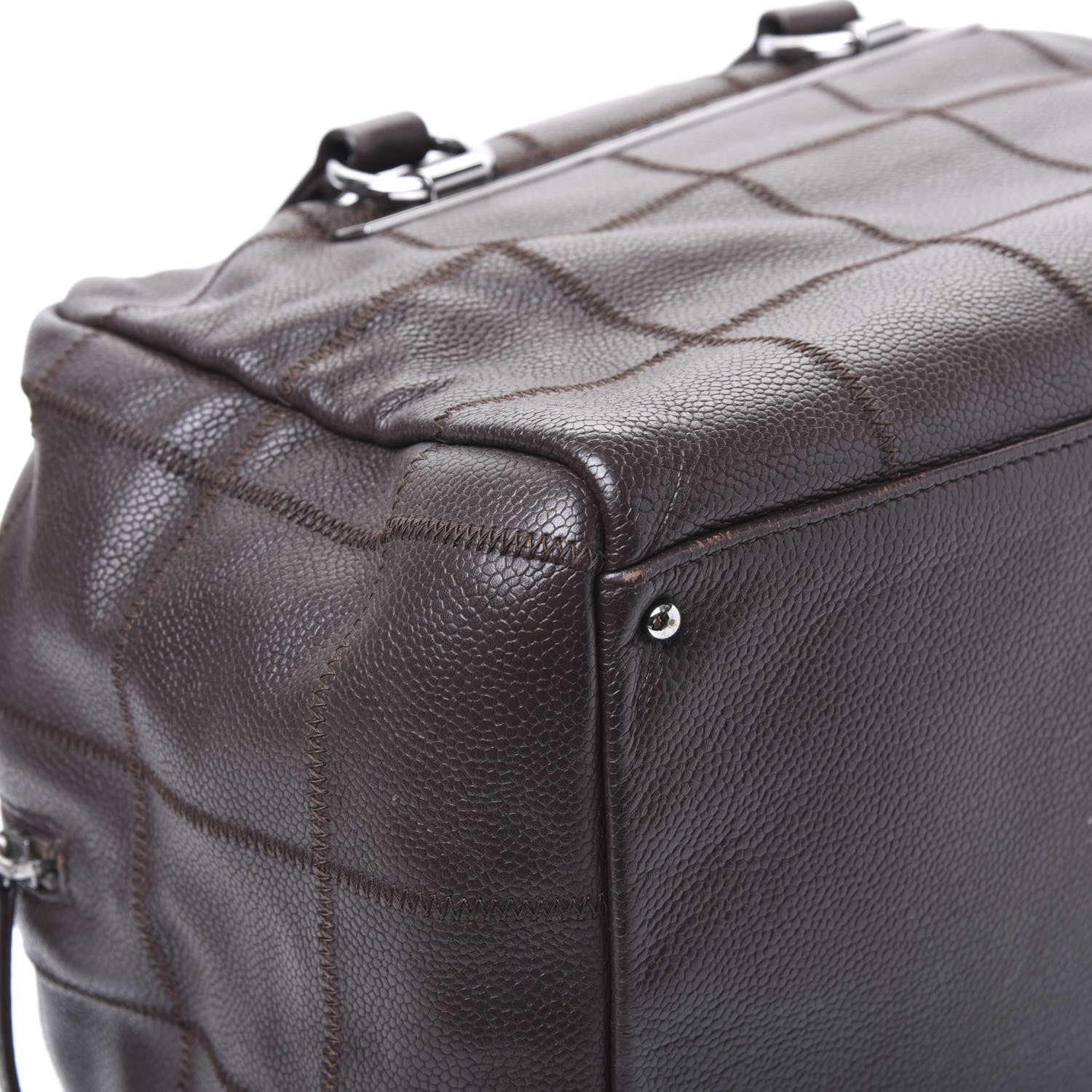 Chanel Caviar Square Stitched Bowler Dark Brown 5 of 11