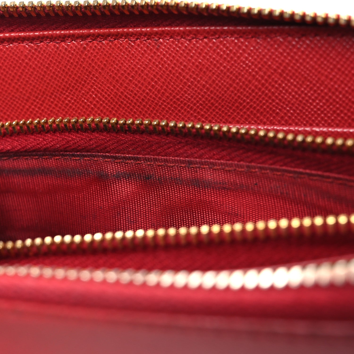 Prada Saffiano Metal Zip Around Wallet Fuoco 12 of 14