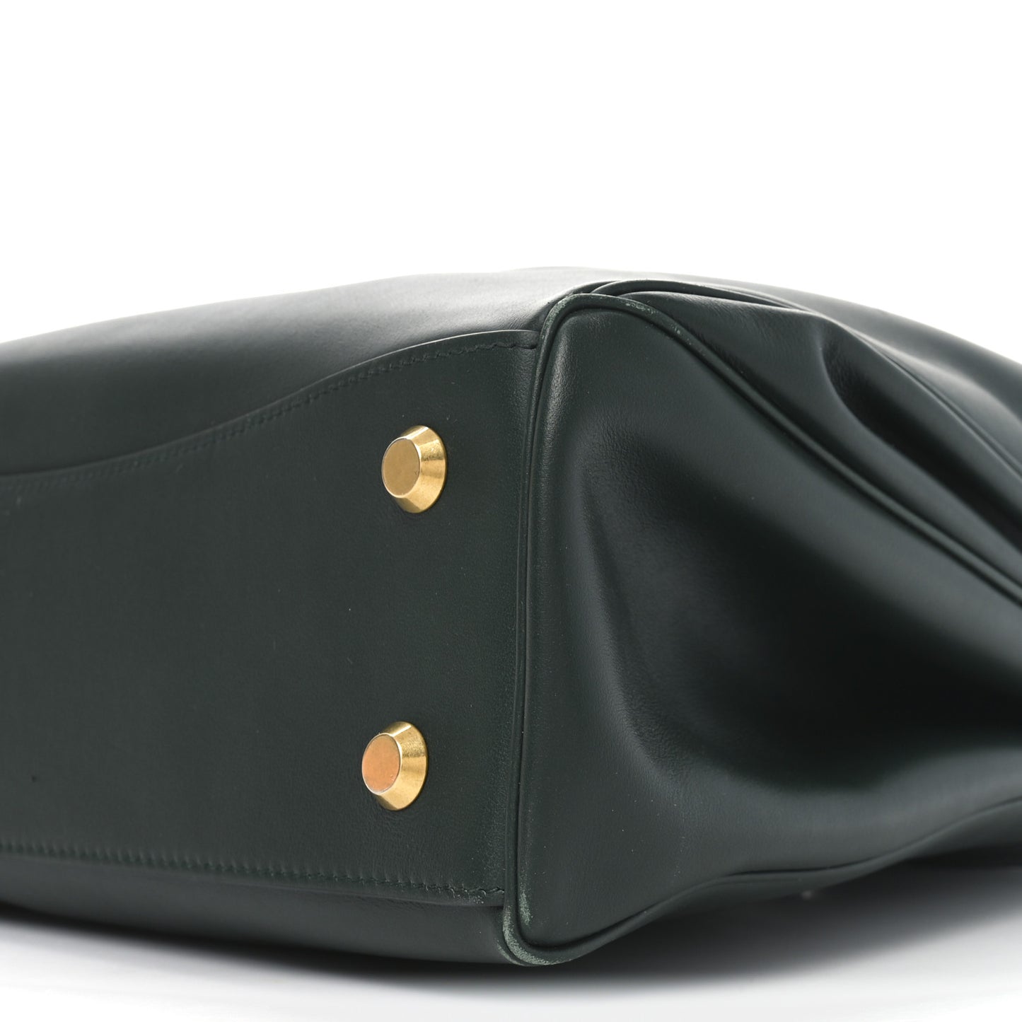 Natural Smooth Calfskin Medium Rodeo Top Handle Handbag Pine Green