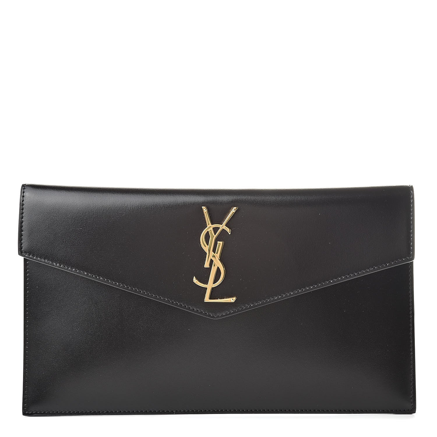 Saint Laurent Smooth Shiny Calfskin Monogram Uptown Pouch Black 1 of 8